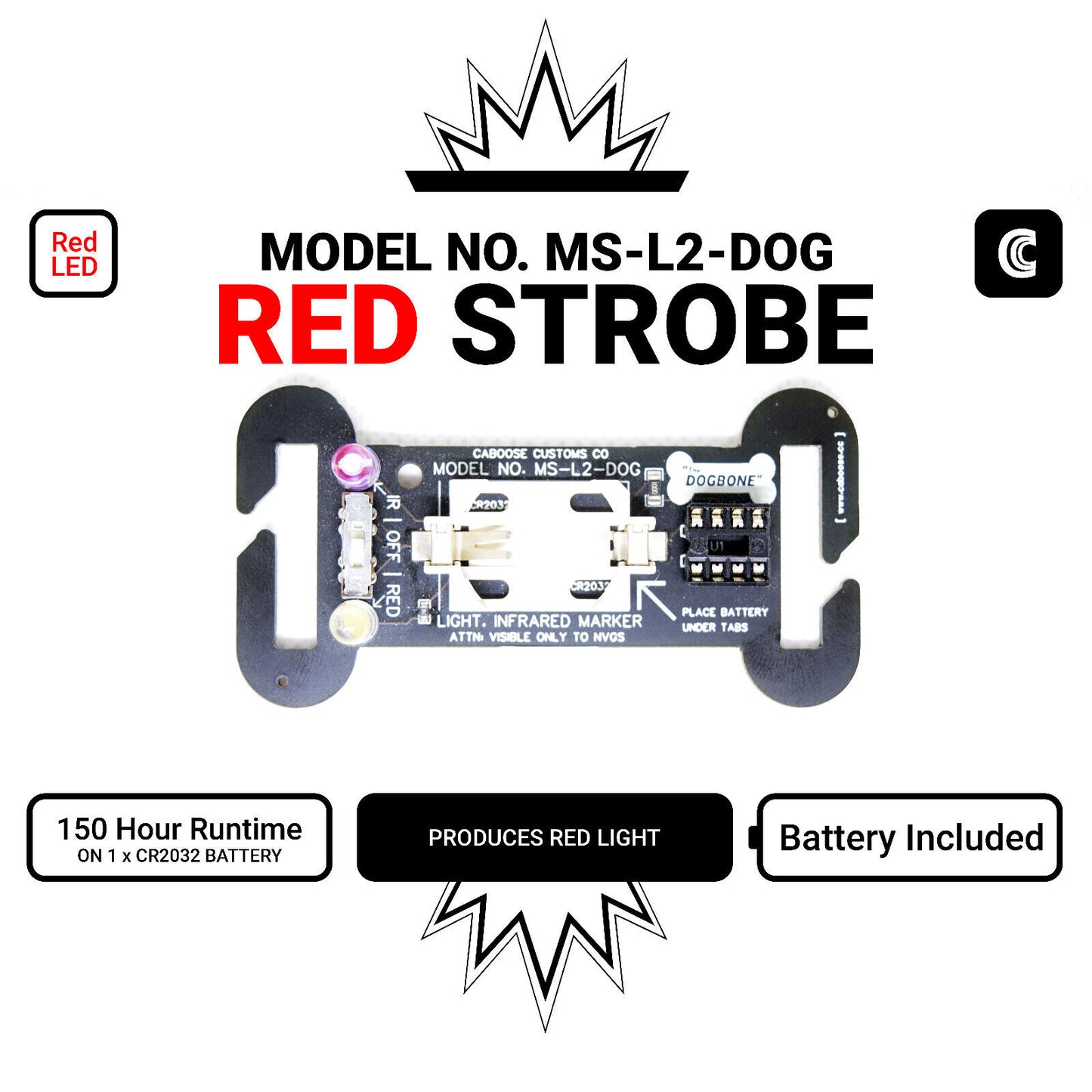 MS-L2-DOG Red Training Strobe Distress Device Night Vision Beacon USGI Airsoft