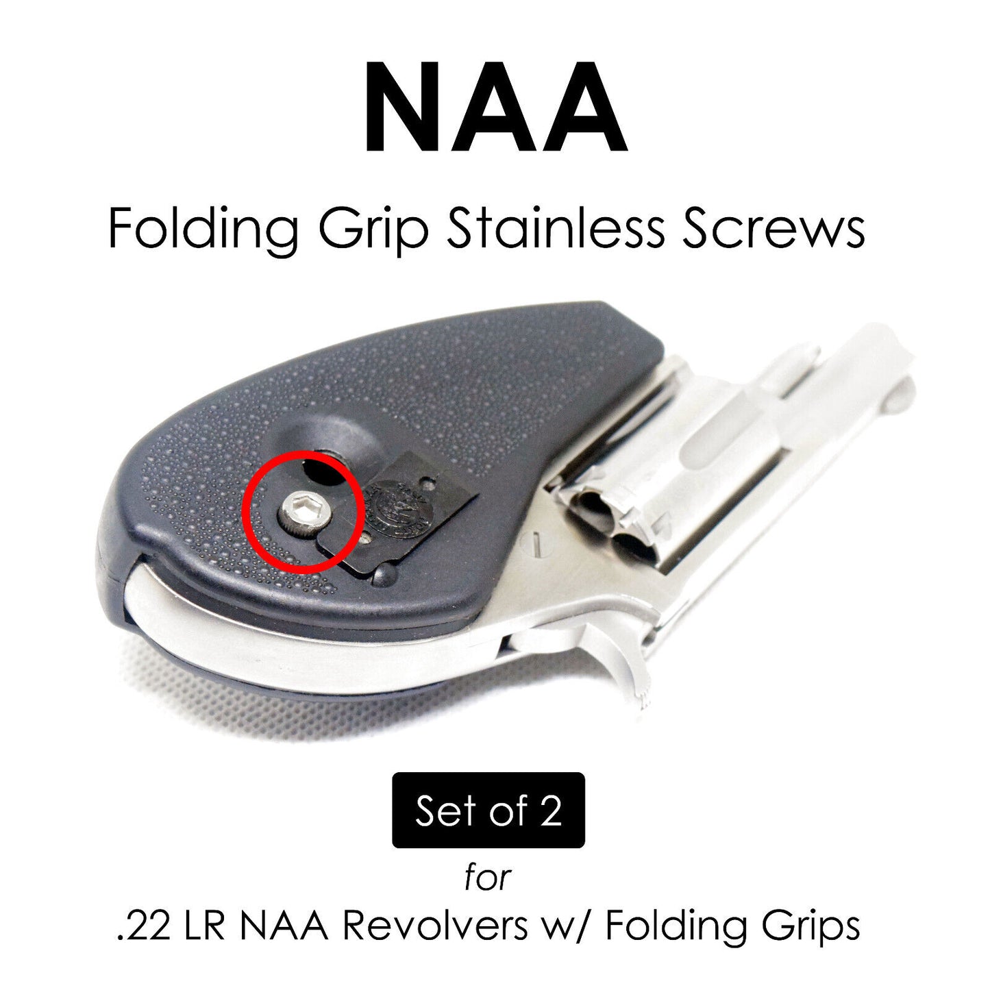 North American Arms NAA Stainless Grip Screws for .22 LR .22LR Folding Grips